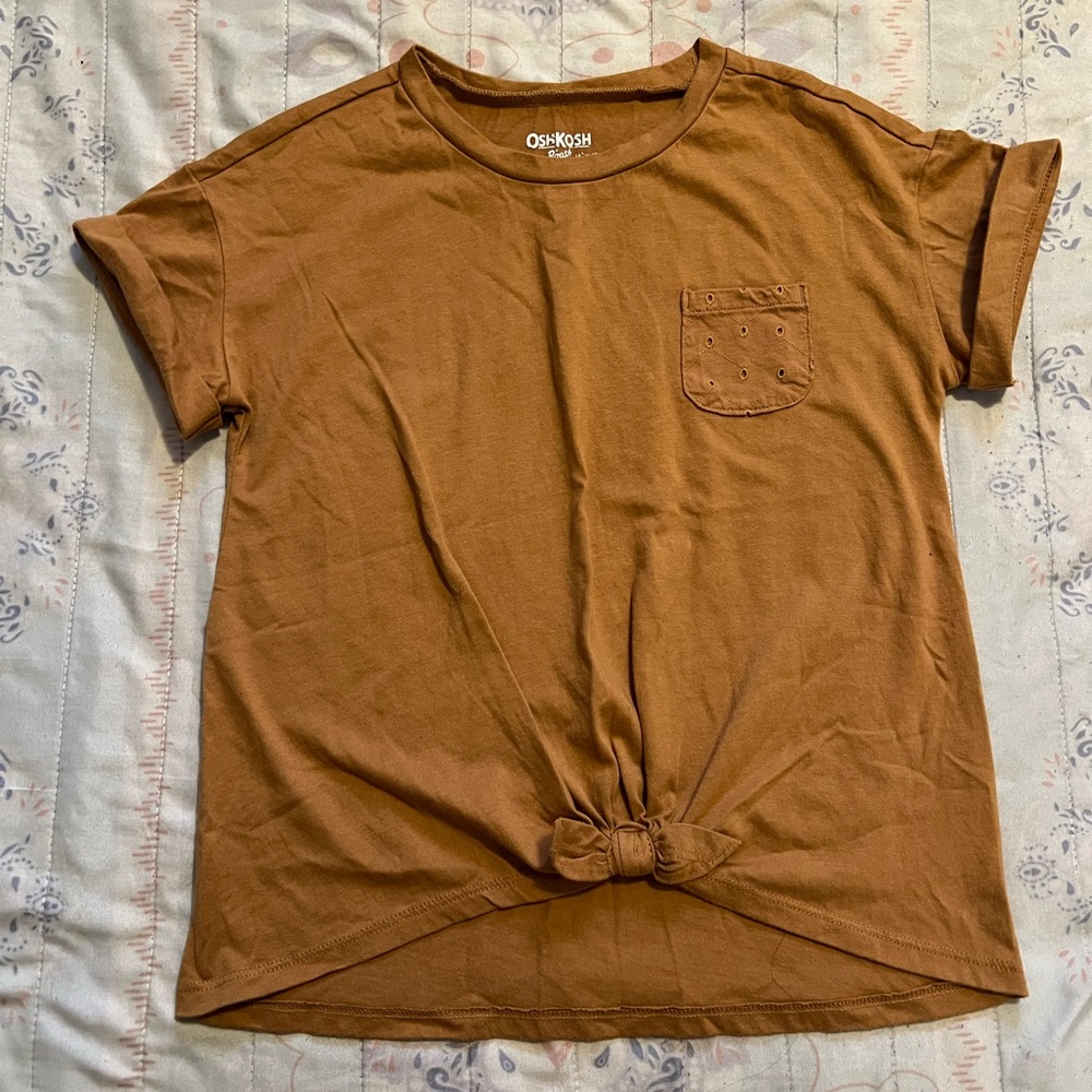 🤎 OshKosh Girls Knot-Front Tee — Size 10/10A 🍂